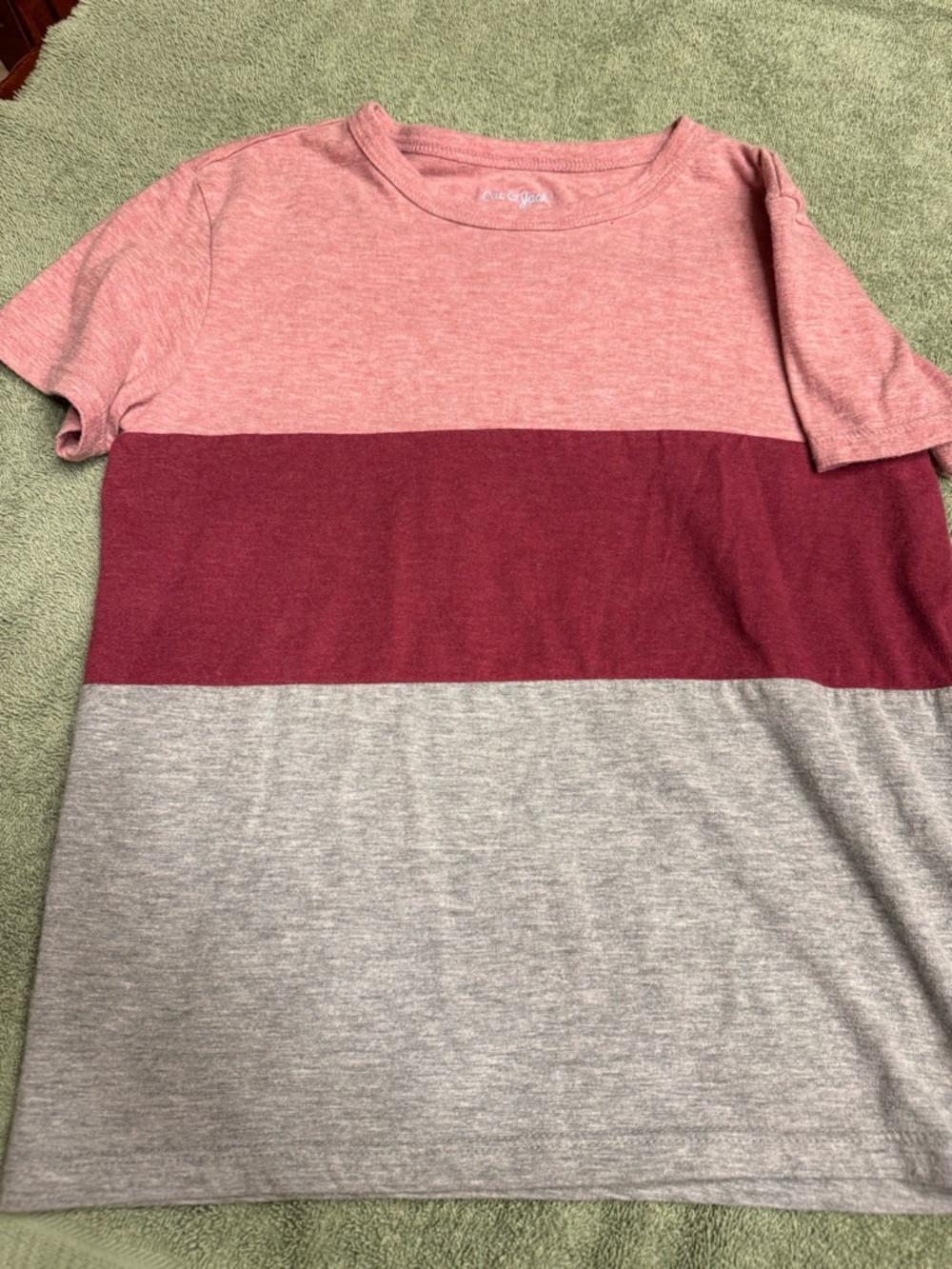 Cat & Jack Pink, Maroon & Gray Colorblock Short Sleeve Tee